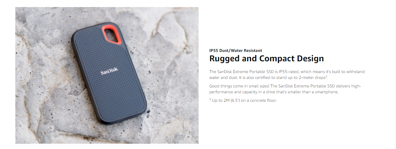 Features of the SanDisk Extreme Portable SSD 1TB